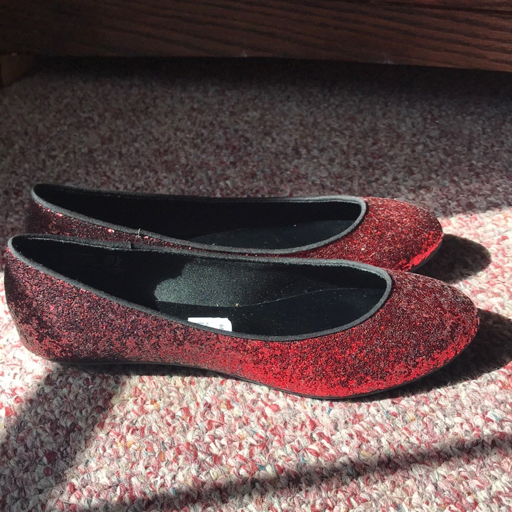 Red glitter flats